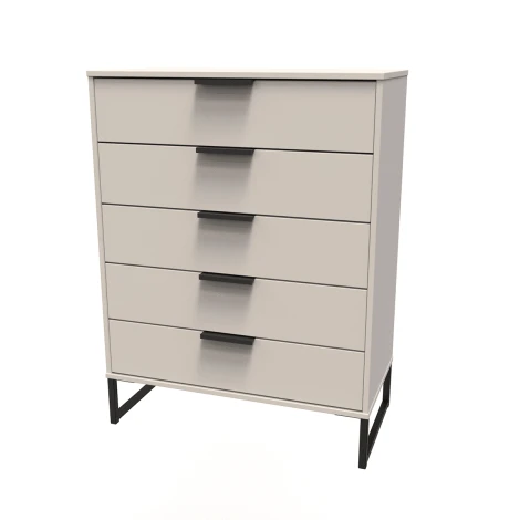 Hong Kong Kashmir Matt 5 Drawer Chest Black Sleigh Leg