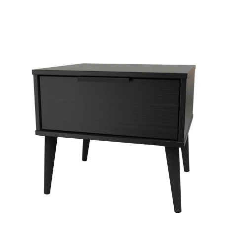HK022-BM-B - Hong Kong Black Medium 1 Drawer Chest Black Wood Leg