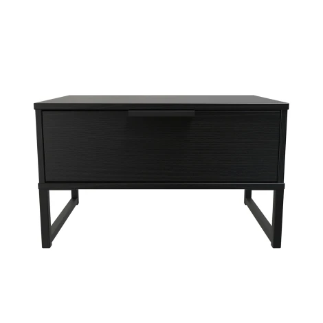 HK022-BM-G - Hong Kong Black Medium 1 Drawer Chest Black Sleigh Leg