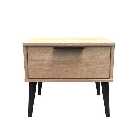 HK022-BO-B - Hong Kong Bardolino Oak 1 Drawer Medium Chest Black Wood Leg