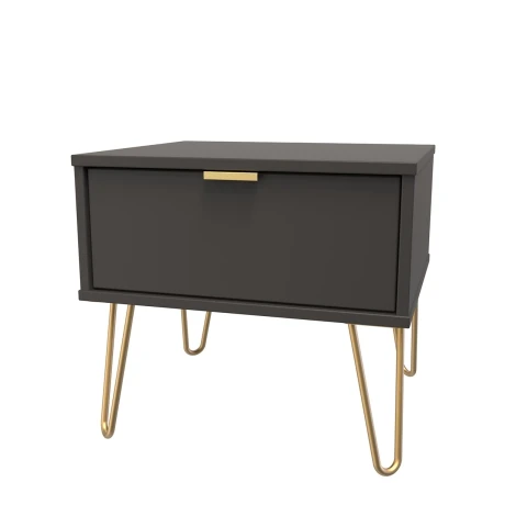 Hong Kong Graphite 1 Drawer Medium Chest Gold Hairpin Leg