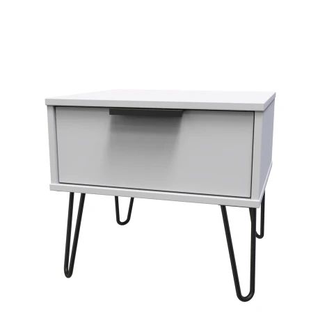 Hong Kong Grey Matt 1 Drawer Medium Chest Black Hairpin Leg