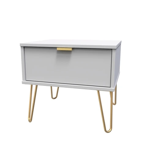 Hong Kong Grey Matt 1 Drawer Medium Chest Gold Hairpin Leg