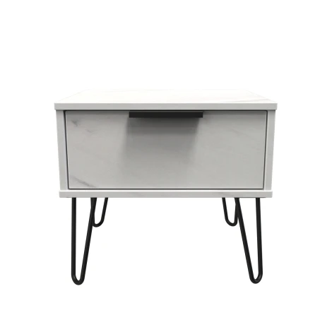 Hong Kong Marble 1 Drawer Medium Chest Black Hairpin Legs