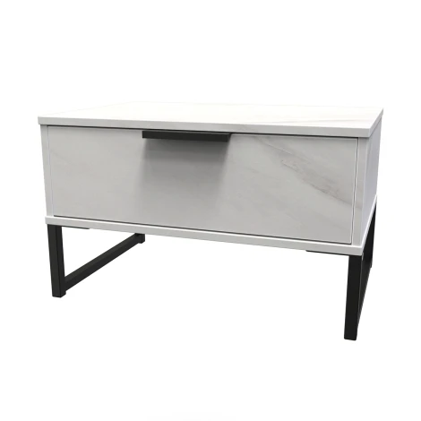 Hong Kong Marble 1 Drawer Medium Chest Black Sleigh Leg