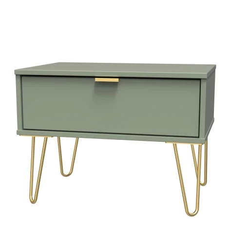 HK022-RG-F - Hong Kong Reed Green 1 Drawer Medium Chest Gold Hairpin Leg