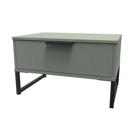 HK022-RG-G - Hong Kong Reed Green 1 Drawer Medium Chest Black Sleigh Leg