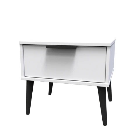 HK022-WM-B - Hong Kong White Matt 1 Drawer Medium Chest Black Wood Leg