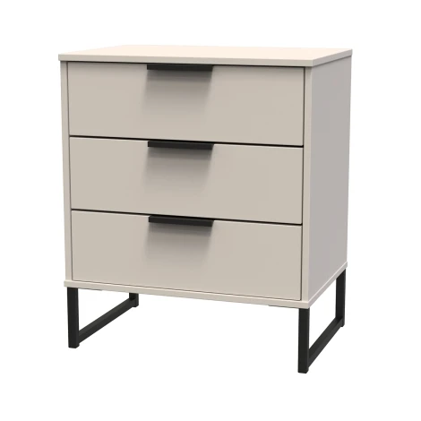 Hong Kong Kashmir Matt 3 Drawer Medium Chest Black Sleigh Leg