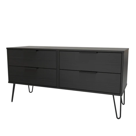 HK036-BM-C - Hong Kong Black 4 Drawer Bed Box Black Hairpin Leg