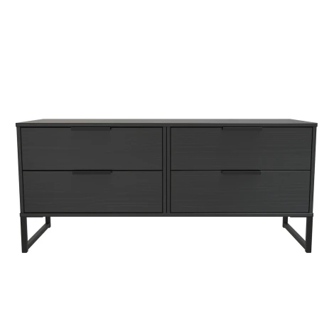 HK036-BM-G - Hong Kong Black 4 Drawer Bed Box Black Sleigh Leg