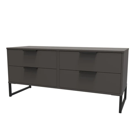 Hong Kong Graphite 4 Drawer Bed Box Black Sleigh Leg