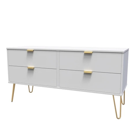 Hong Kong Grey Matt 4 Drawer Bed Box Gold Hairpin Leg