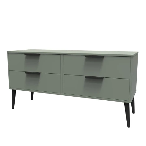 HK036-RG-B - Hong Kong Reed Green 4 Drawer Bed Box Black Wood Leg