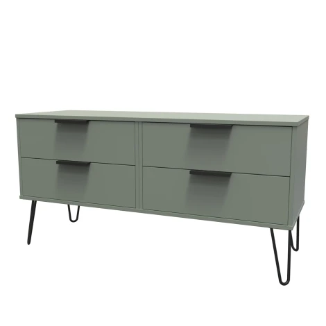 HK036-RG-C - Hong Kong Reed Green 4 Drawer Bed Box Black Hairpin Leg