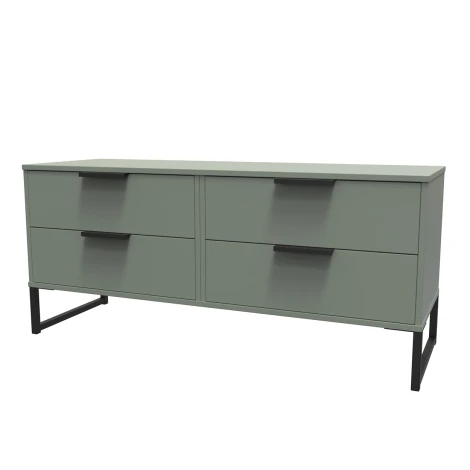HK036-RG-G - Hong Kong Reed Green 4 Drawer Bed Box Black Sleigh Leg