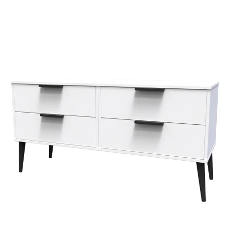 HK036-WM-B - Hong Kong White Matt 4 Drawer Bed Box Black Wood Leg