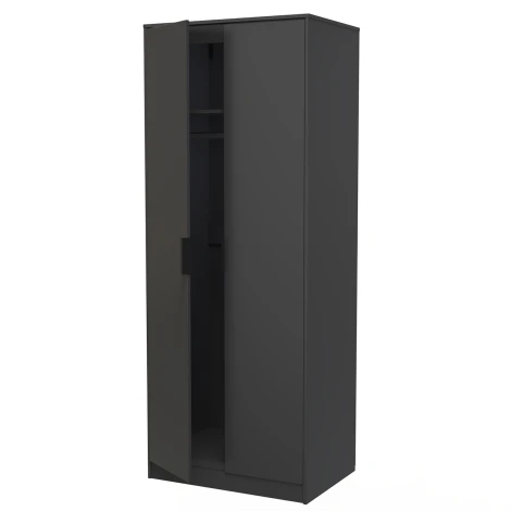 Hong Kong Graphite 2 Door Double Tall Plain Wardrobe