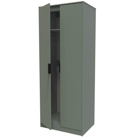 HK080-RG-C - Hong Kong Reed Green 2 Door Plain Tall Double Wardrobe