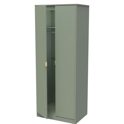 HK080-RG-F - Hong Kong Reed Green 2 Door Plain Tall Double Wardrobe
