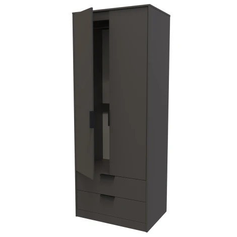 Hong Kong Graphite 2 Door 2 Drawer Double Plain Wardrobe