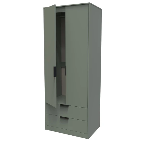 HK081-RG-C - Hong Kong Reed Green 2 Door 2 Drawer Plain Tall Double Wardrobe