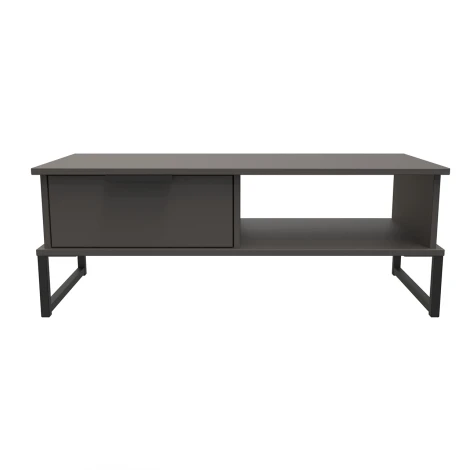 HK231-GB-G - Hong Kong Graphite 1 Drawer Coffee Table Black Sleigh Leg