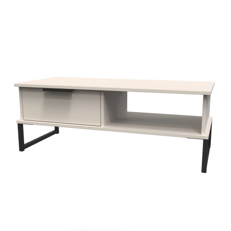 HK231-KM-G - Hong Kong Kashmir Matt 1 Drawer Coffee Table Black Sleigh Legs