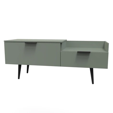 HK247-RG-B - Hong Kong - Reed Green - 6 Drawer - TV Unit - Black Wood Legs