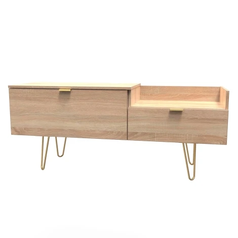 HK248-BO-F - Hong Kong - Bardolino Oak - TV Console Unit - Gold Hairpin Legs