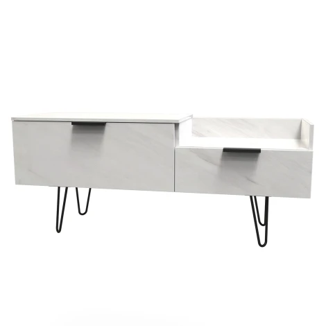 HK248-MB-C - Hong Kong - Marble - TV Console Unit - Black Hairpin Legs