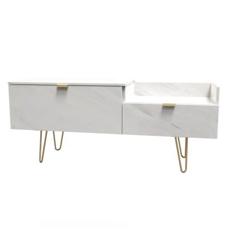 HK248-MB-F - Hong Kong - Marble - TV Console Unit - Gold Hairpin Legs