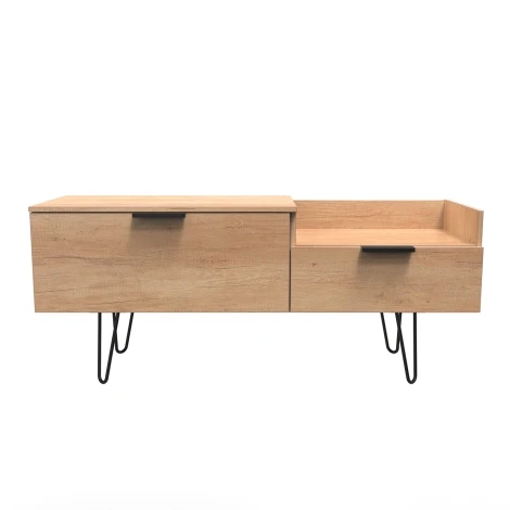 HK248-NB-C - Hong Kong - Nebraska Oak - TV Console Unit - Black Hairpin Legs