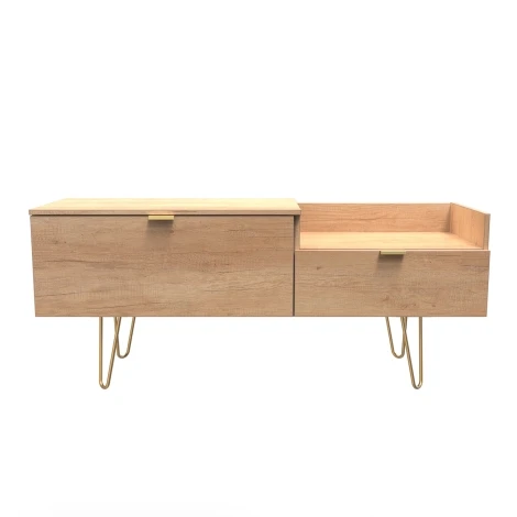 HK248-NB-F - Hong Kong - Nebraska Oak - TV Console Unit - Gold Hairpin Legs