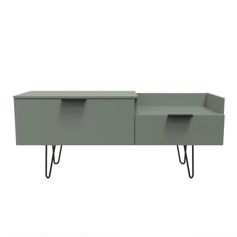 HK248-RG-C - Hong Kong - Reed Green - TV Console Unit - Black Hairpin Legs