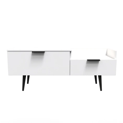 HK248-WM-B - Hong Kong - White Matt - TV Console Unit - Black Wooden Legs