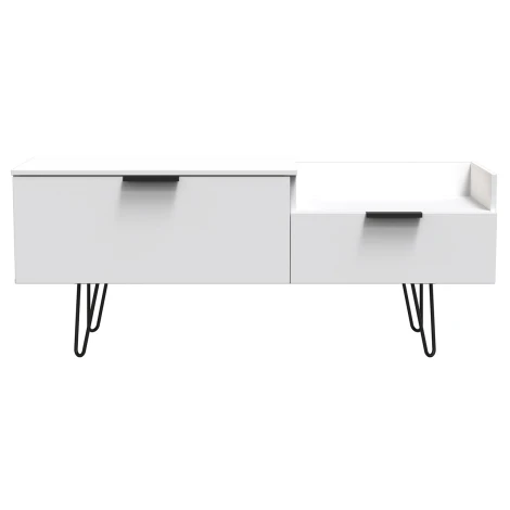 HK248-WM-C - Hong Kong - White Matt - TV Console Unit - Black Hairpin Legs