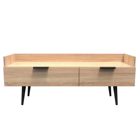 HK255-BO-B - Hong Kong - Bardolino Oak - Media Console Unit - Black Wooden Legs
