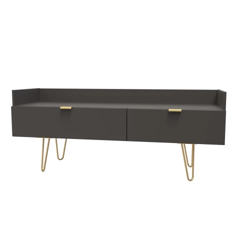 HK255-GB-F - Hong Kong - Graphite - Media Console Unit - Gold Hairpin Legs