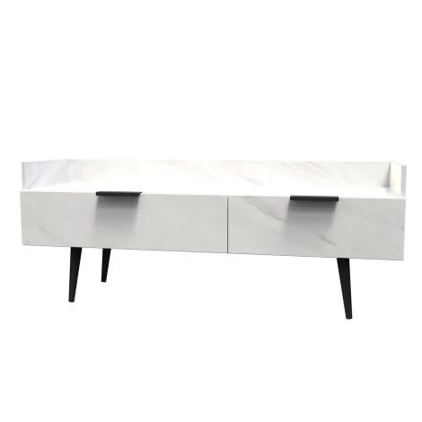 HK255-MB-B - Hong Kong - Marble - Media Console Unit - Black Wooden Legs