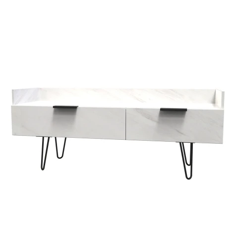 HK255-MB-C - Hong Kong - Marble - Media Console Unit - Black Hairpin Legs