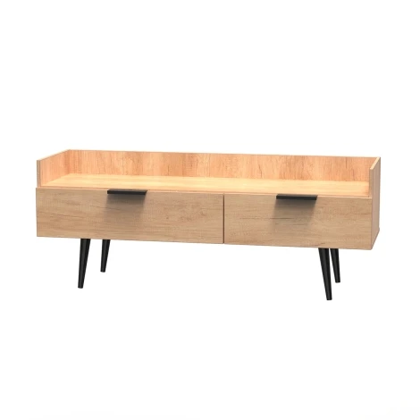 HK255-NB-B - Hong Kong - Nebraska Oak - Media Console Unit - Black Wooden Legs