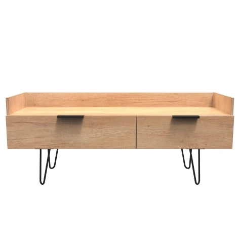 HK255-NB-C - Hong Kong - Nebraska Oak - Media Console Unit - Black Hairpin Legs