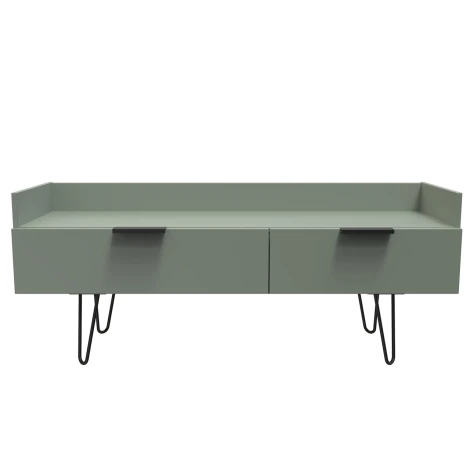 HK255-RG-C - Hong Kong - Reed Green - Media Console Unit - Black Hairpin Legs