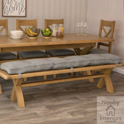 Hoxley Smoked Oak - Grey Check Cushion For 200cm Bench (HO-20BC-G)