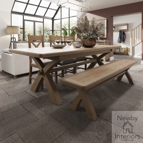 Hoxley Smoked Oak - 200cm - 250cm Cross Leg Extending Dining Table (HO-20BET)