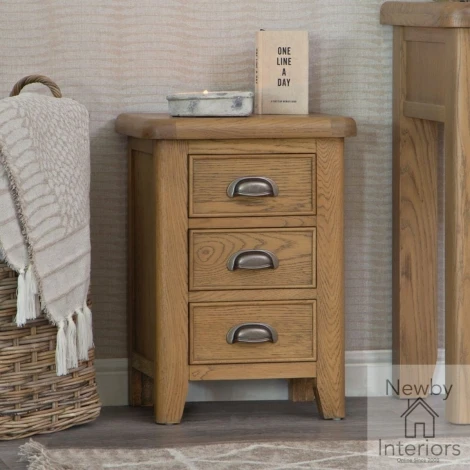 Hoxley Smoked Oak - 3 Drawer Bedside Cabinet (HO-BSC)