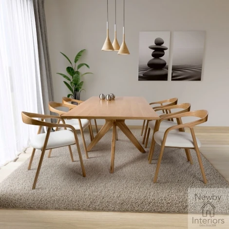 HOX-200 - Hoxton Oak Top 2m Large Dining Table with Wooden Legs