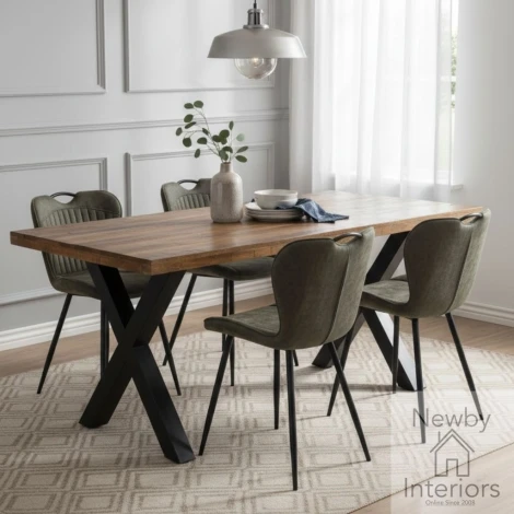 IDR-20-220CM - Induse Mango Wooden 2.2m Large Dining Table with X Legs