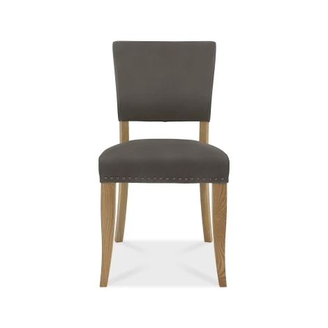 Indus - Rustic Oak - Uph Chair- Dark Grey Fabric (Pair) - Tapered Legs
